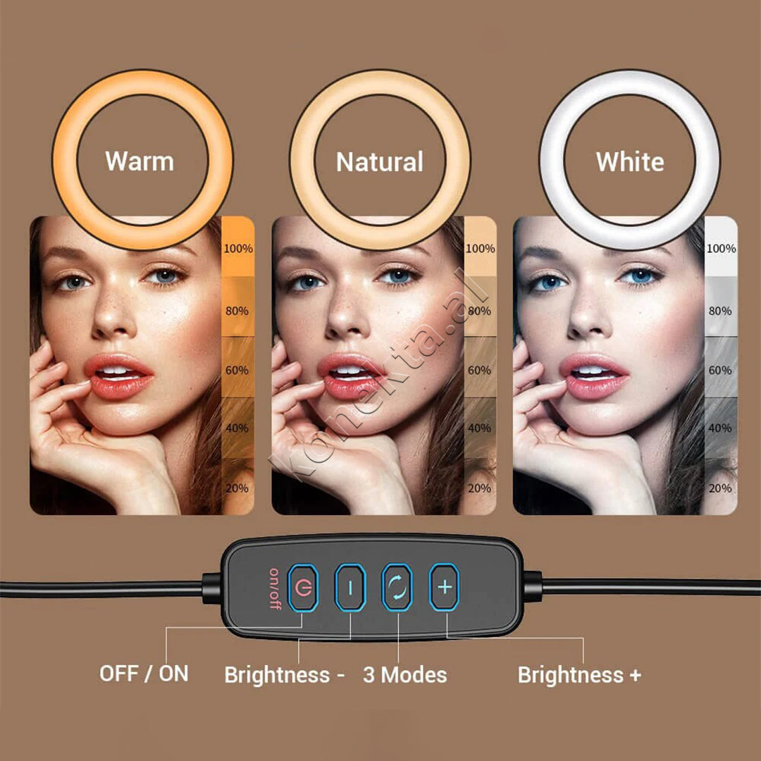 Ring Light Profesional 10" Me Mbajtese Per Smartphone Apexel