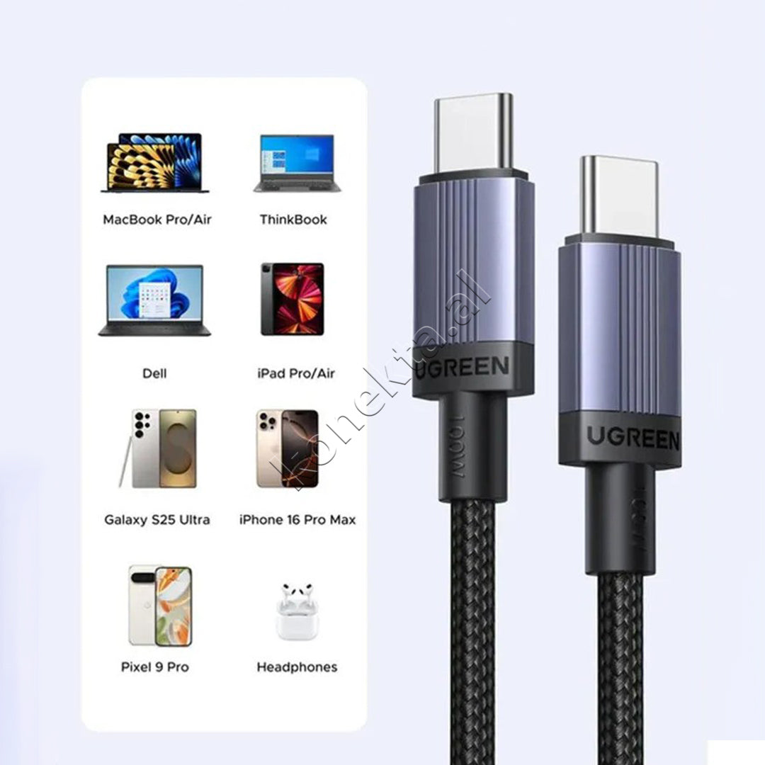 Kabell USB-C (M) Ne USB-C (M) Ugreen 100W 1m