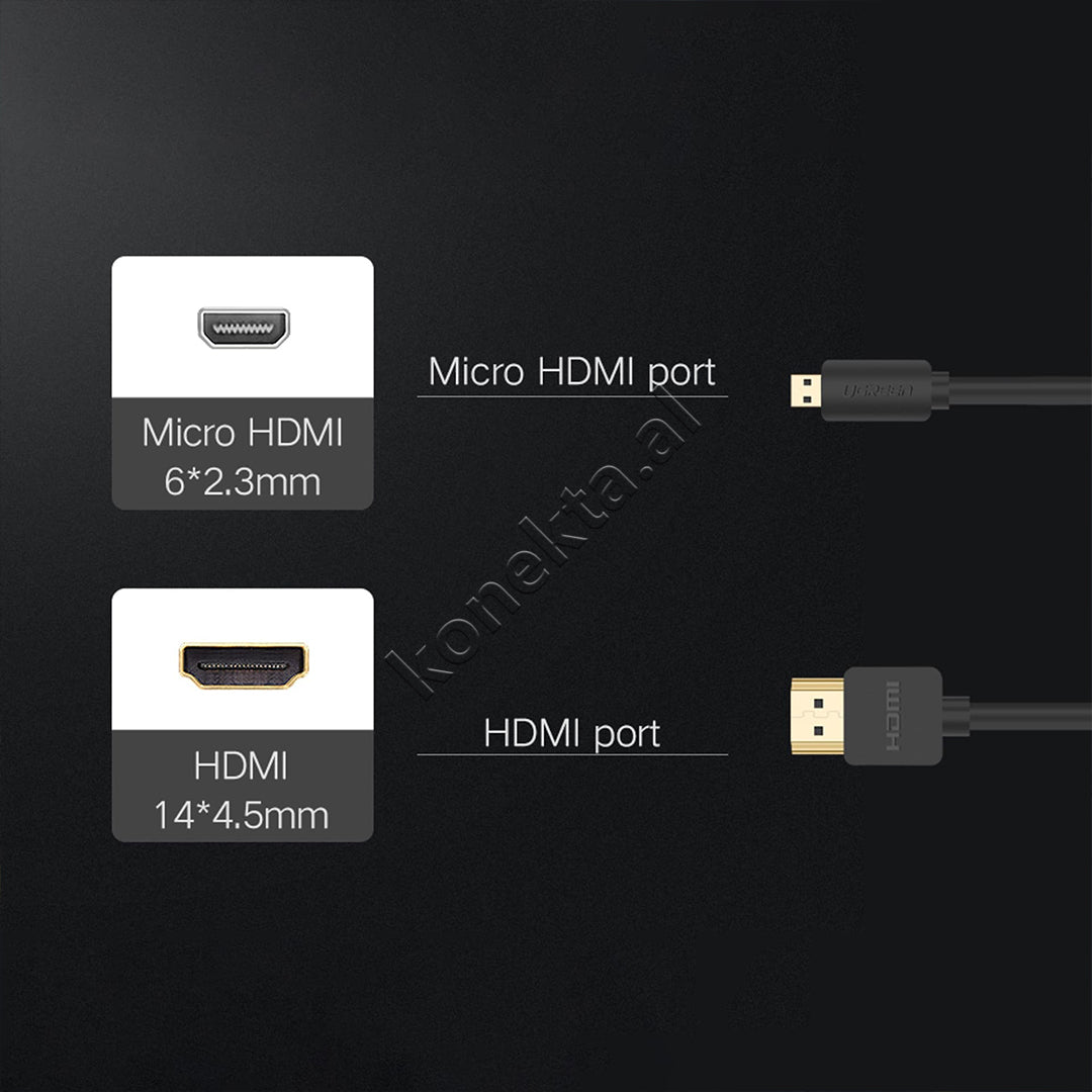 Kabell Micro HDMI 2.0 - HDMI 2.0 4K 1m Ugreen