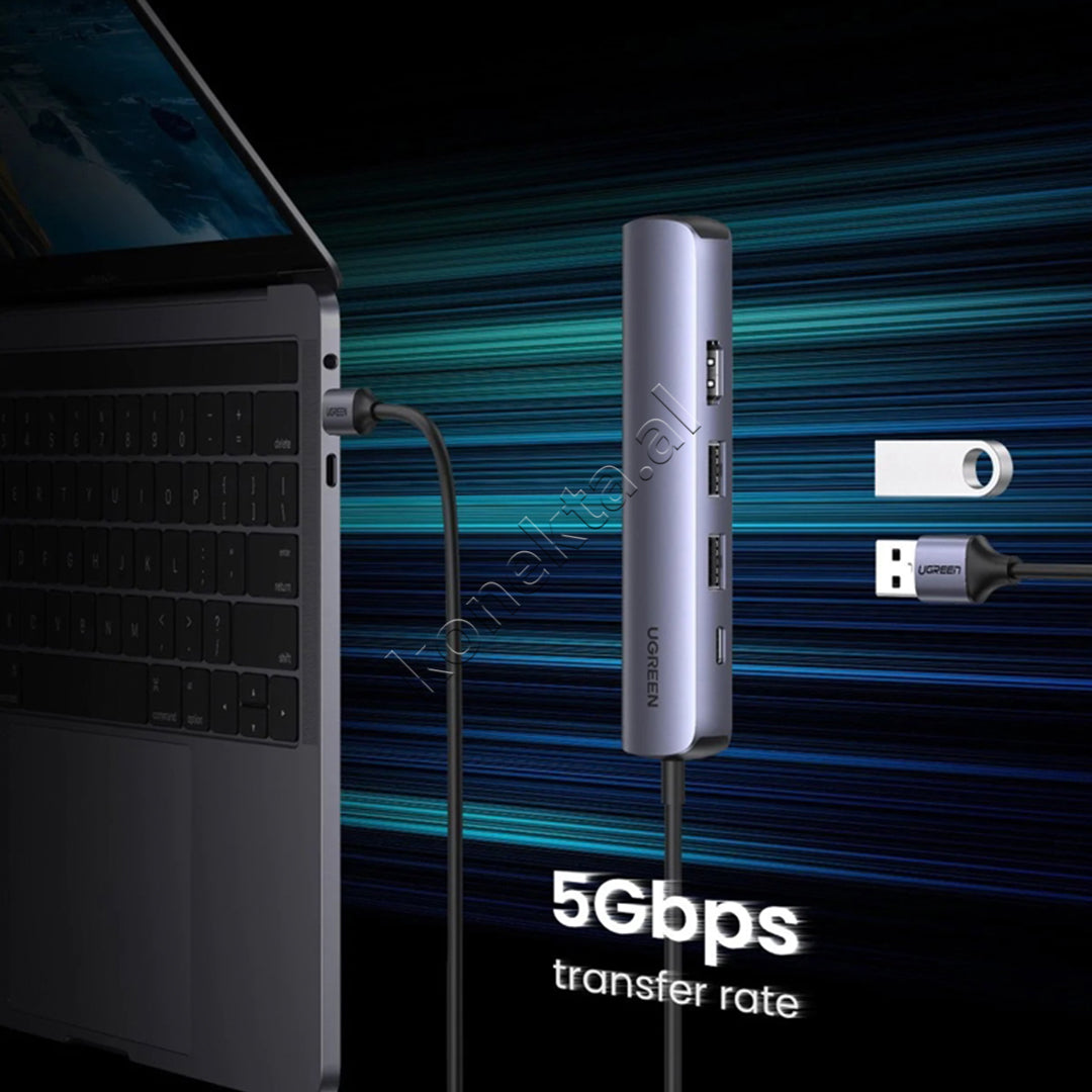 Hub 5 Ne 1 UGreen Me Porta 2xUSB-A + 1xUSB-C + 1xHDMI + 1xRJ45
