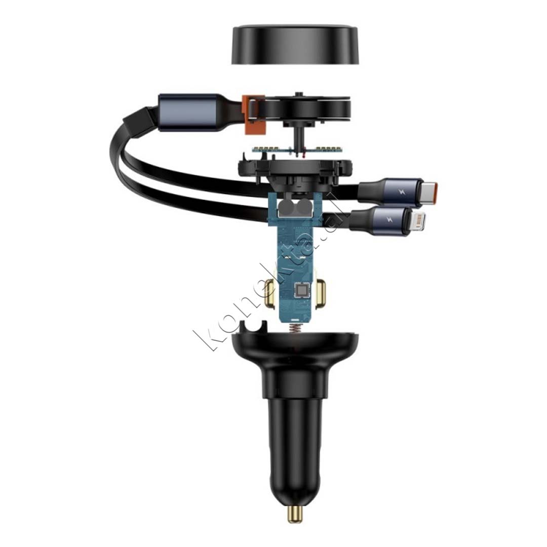 Adaptor Karikimi Per Makine 60W Me Porte USB-A Dhe Fishe Lightning & Type-C Baseus