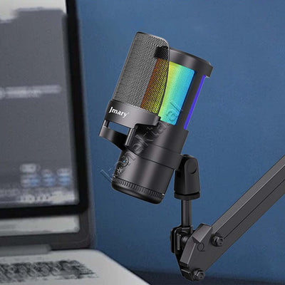 Mikrofon Profesional Me Rrotullim 360° Dhe Drita RGB Jmary