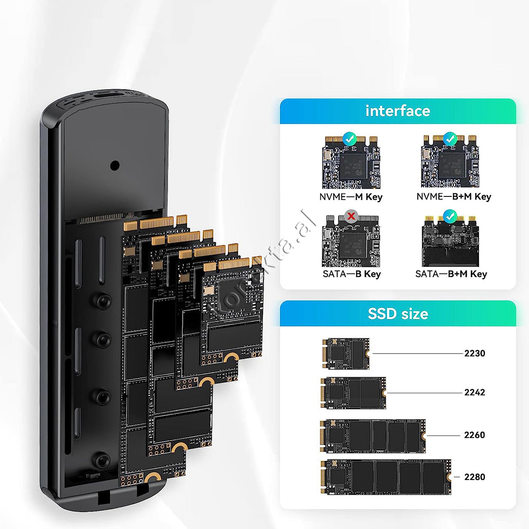 Mbajtese Dhe Lexuese SSD M.2 NVME deri në 4TB  Me Porte Type-C Gen 2