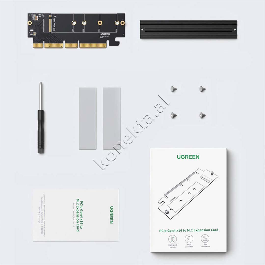 Adaptor PCIe Per SSD M.2 NVMe Me Shpejtesi 64Gbps Ugreen