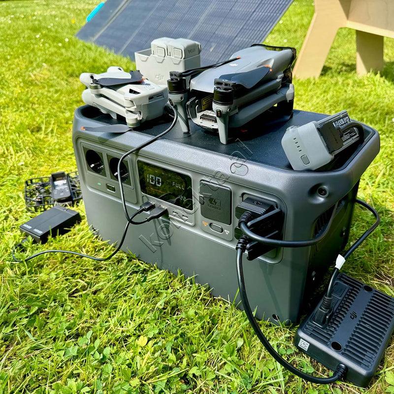 Stacion Karikimi DJI Power 1000W Me 9 Porta Dhe 6 Panele Solare