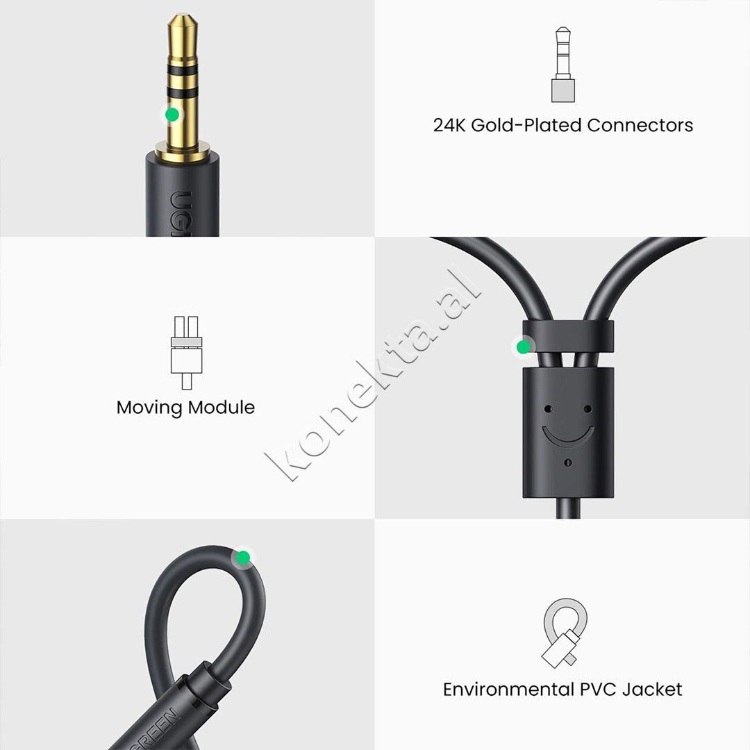Kabell Audio 3.5mm (M) Ne 2RCA (F) 25cm Ugreen