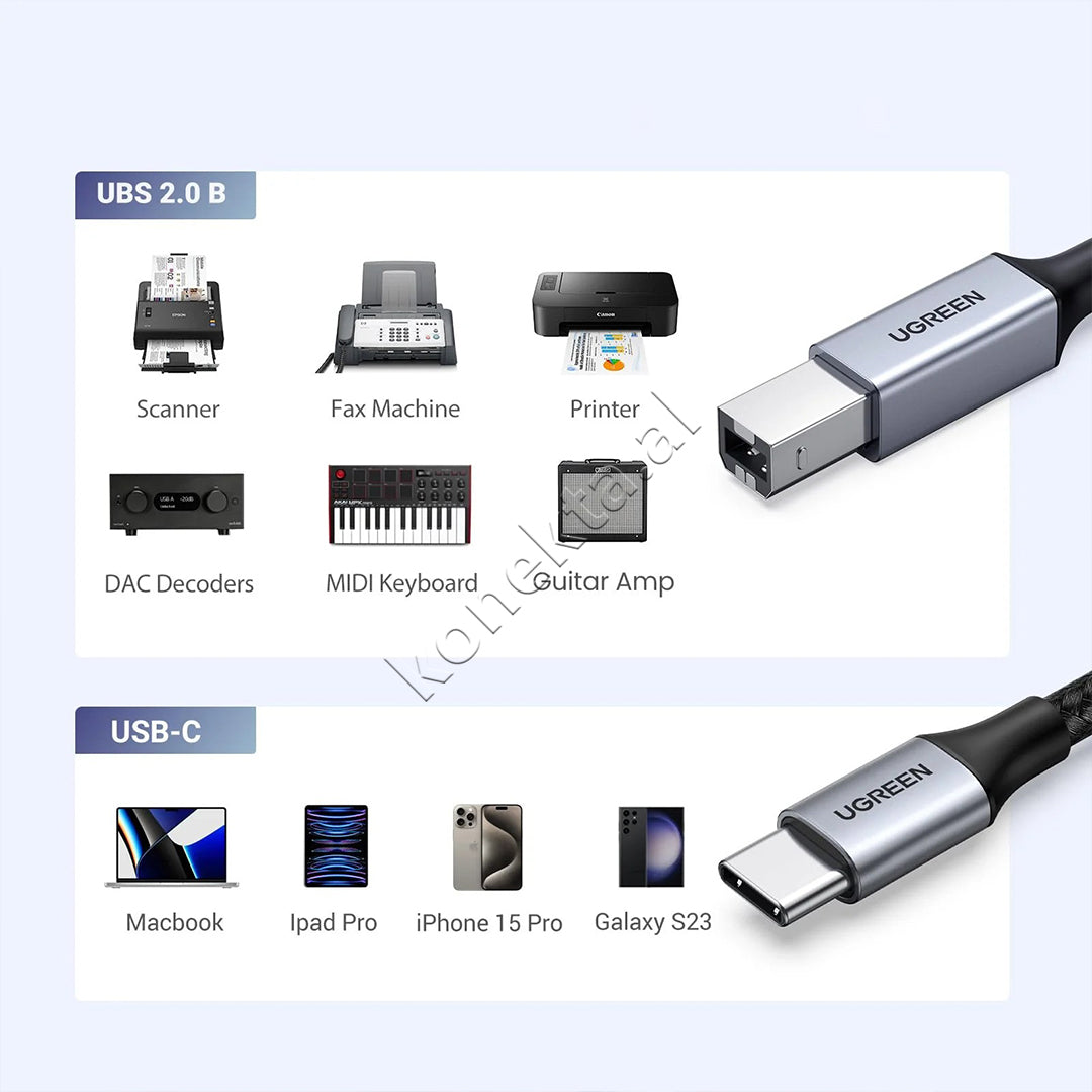Kabell Printimi USB-C Ne USB-B UGreen 1m