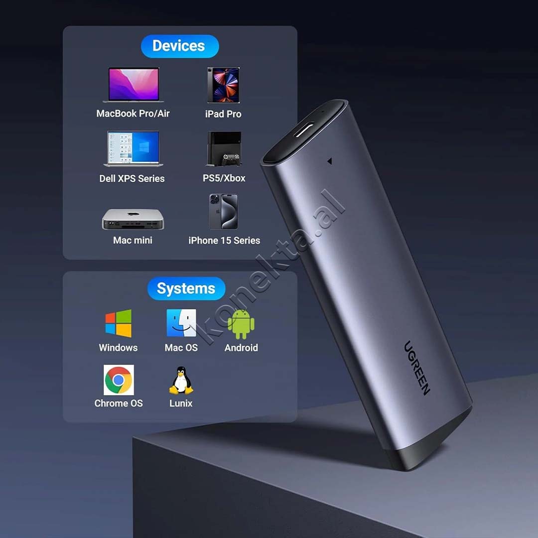 Mbajtese Dhe Lexuese SSD M.2 NVME 10Gbps Ugreen