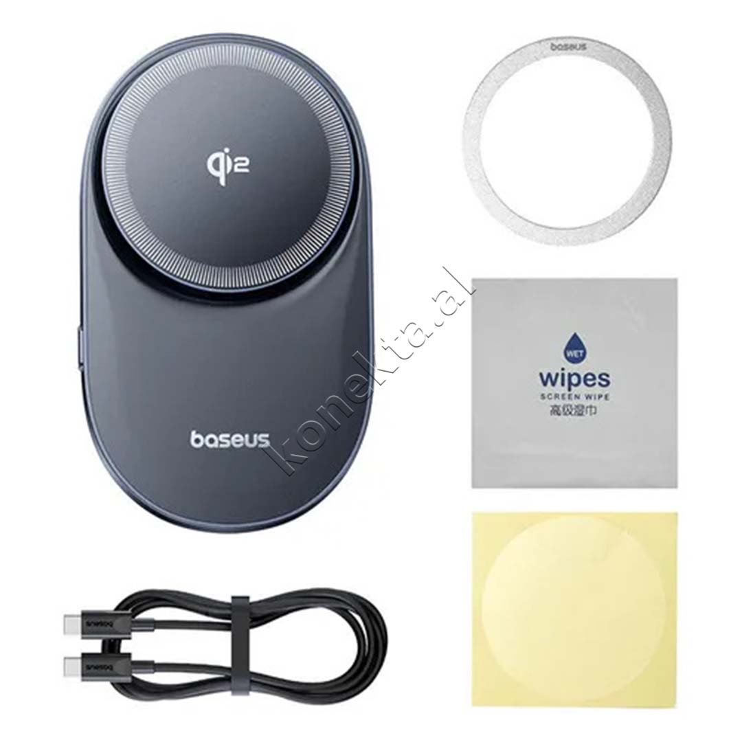 Karikues Dhe Mbajtese Celulari Magnetike Per Makine 15W Baseus