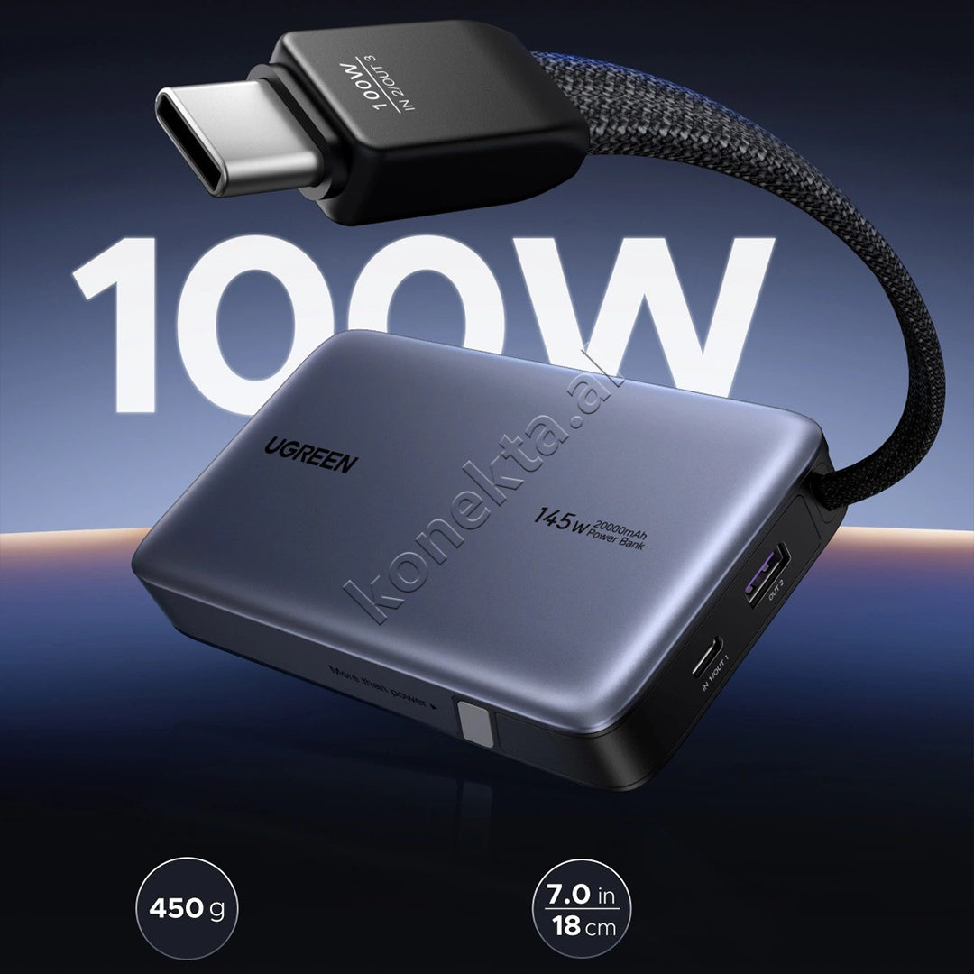 Bateri E Jashtme Me Fishe Te Terheqshme Type-C 145W 20'000mAh Ugreen