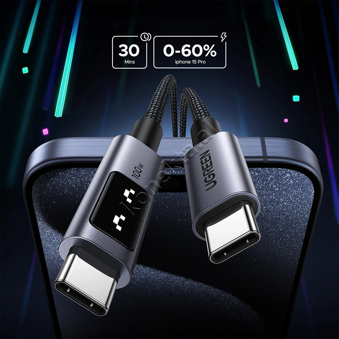Kabell USB-C (M) Ne USB-C (M) Uno 100W 5A 1m Ugreen
