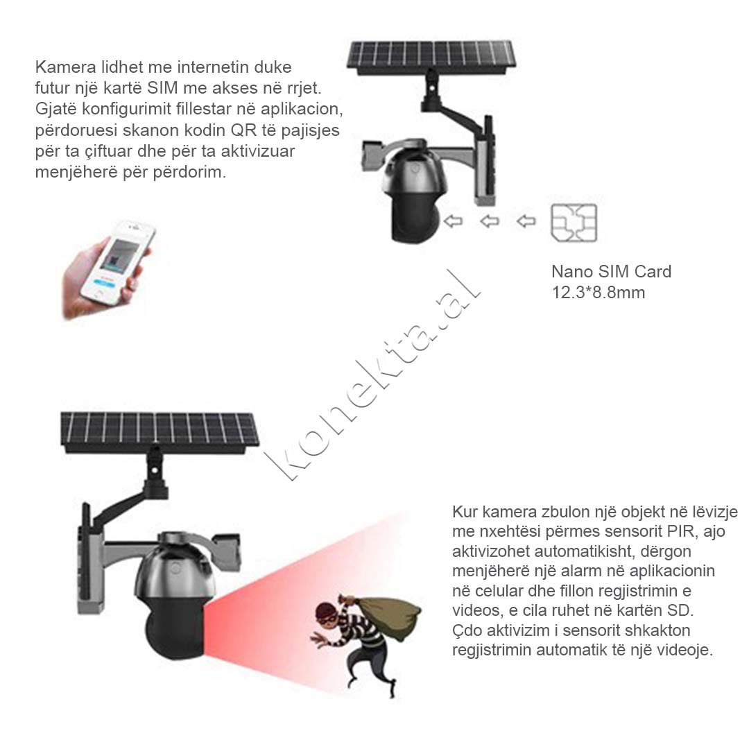 Kamera Sigurie Outdoor Me Panel Solar 6MP Me Karte SIM