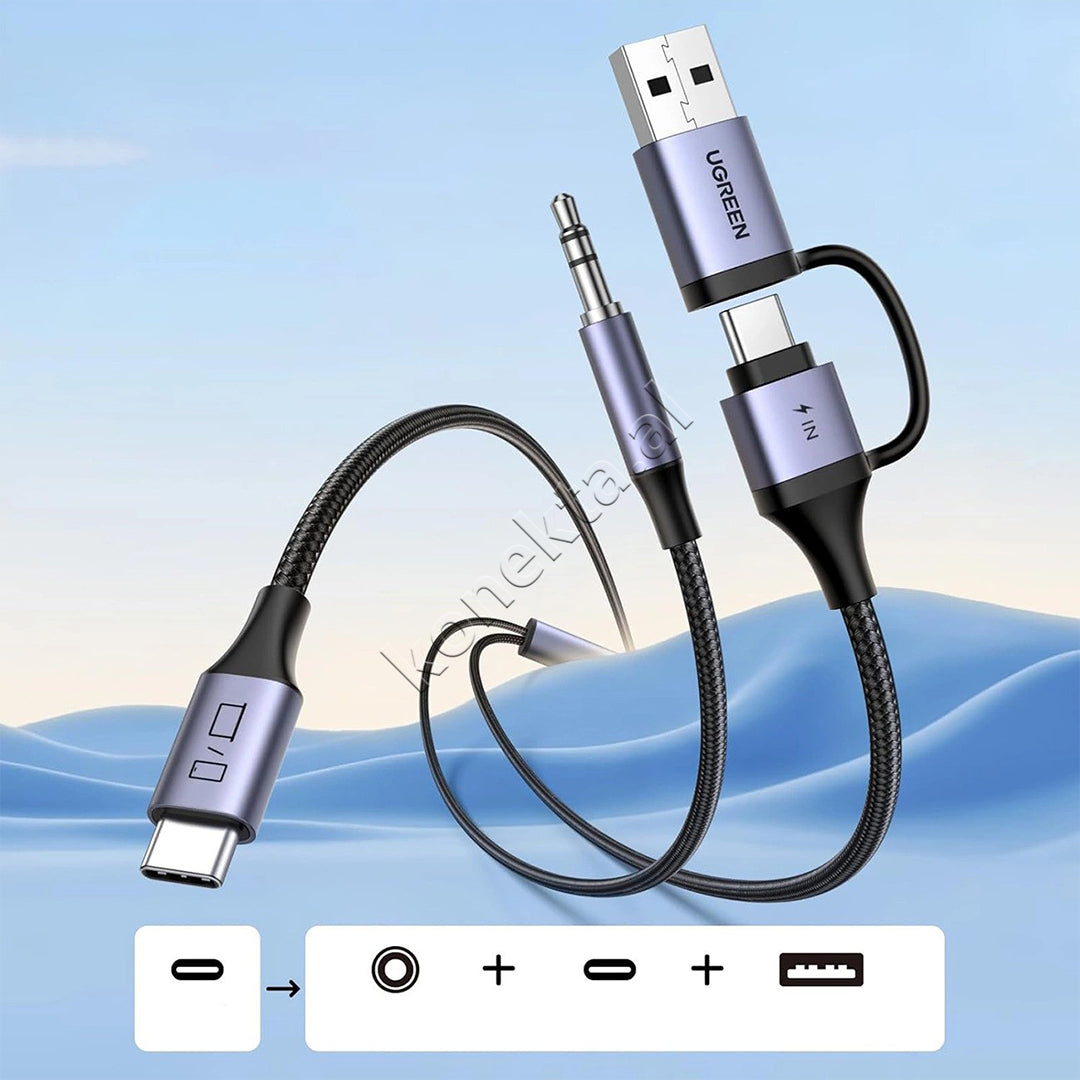 Adaptor Audio 2 Ne 1 USB-C - USB-A/C + AUX Ugreen