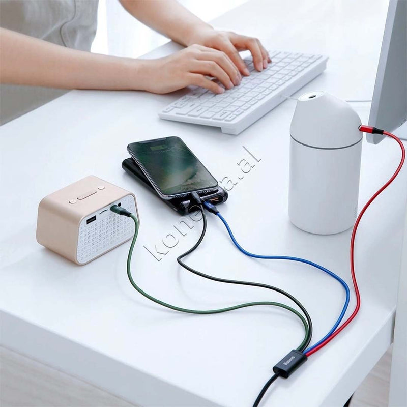 Kabell Karikimi Baseus 4 Ne 1 USB-A Ne 2xLightning, 1xUSB-C & 1xMicro USB 3.5A 1.2m