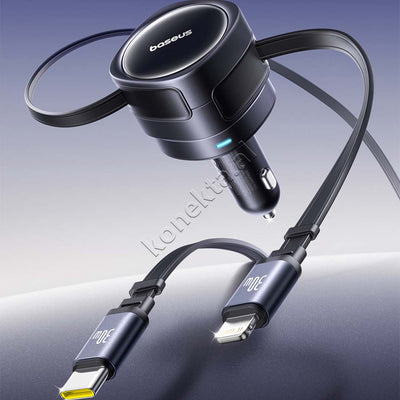 Adaptor Karikimi Per Makine 60W Me Fishe Lightning Dhe Type-C Te Terheqshme Baseus