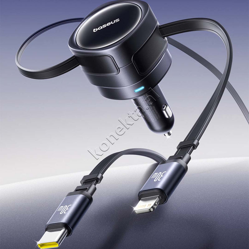 Adaptor Karikimi Per Makine 60W Me Fishe Lightning Dhe Type-C Te Terheqshme Baseus