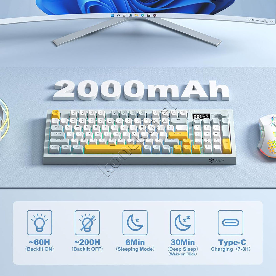 Tastiere Gaming Tri-Mode RGB Me Ekran LCD Onikuma