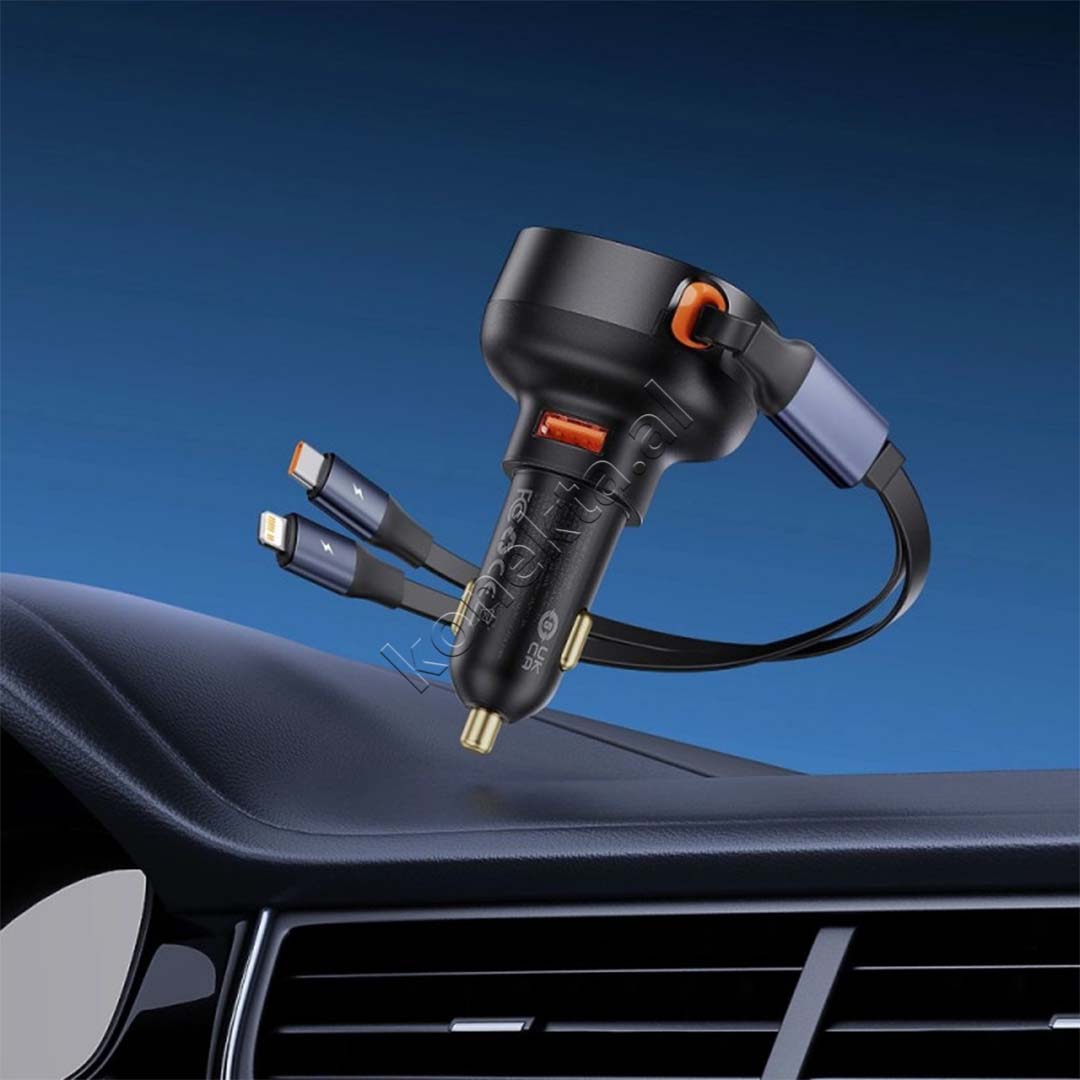 Adaptor Karikimi Per Makine 60W Me Porte USB-A Dhe Fishe Lightning & Type-C Baseus