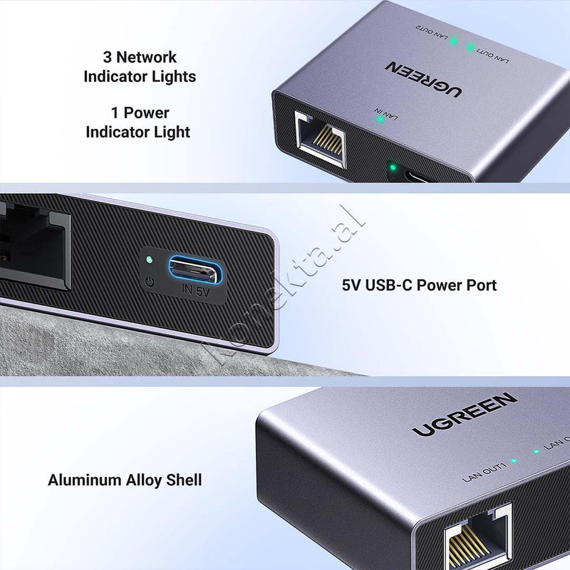 Adaptor Splitter Ethernet Ugreen 1Gbps 1 Ne 2