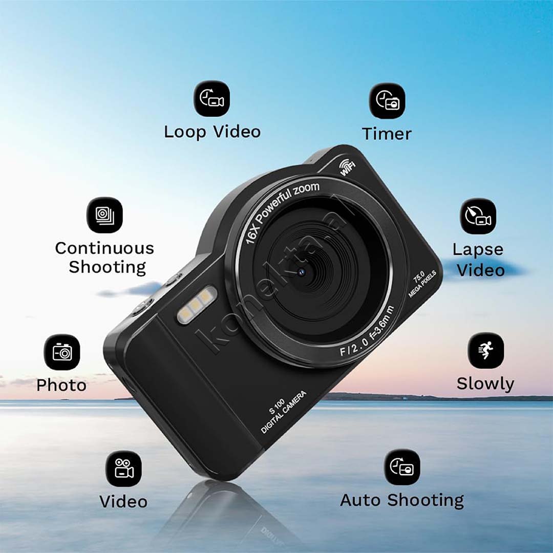 Kamera Digjitale 5K 75MP Me Ekran 2.8"