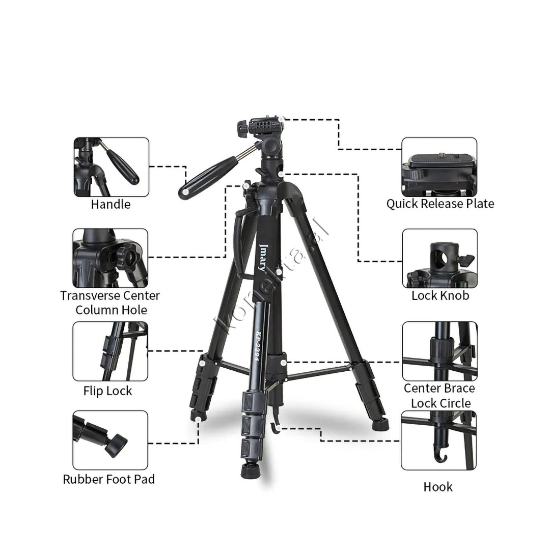 Trekëmbesh (Tripod) Profesional i Çmontueshëm për Regjistrime Dinamike Vertikale dhe Horizontale si Monopod me Gjatësi dhe Kënd Të Gradueshëm për Kamera, Telefon, Tablet ,GoPro, SLR,  Etj.