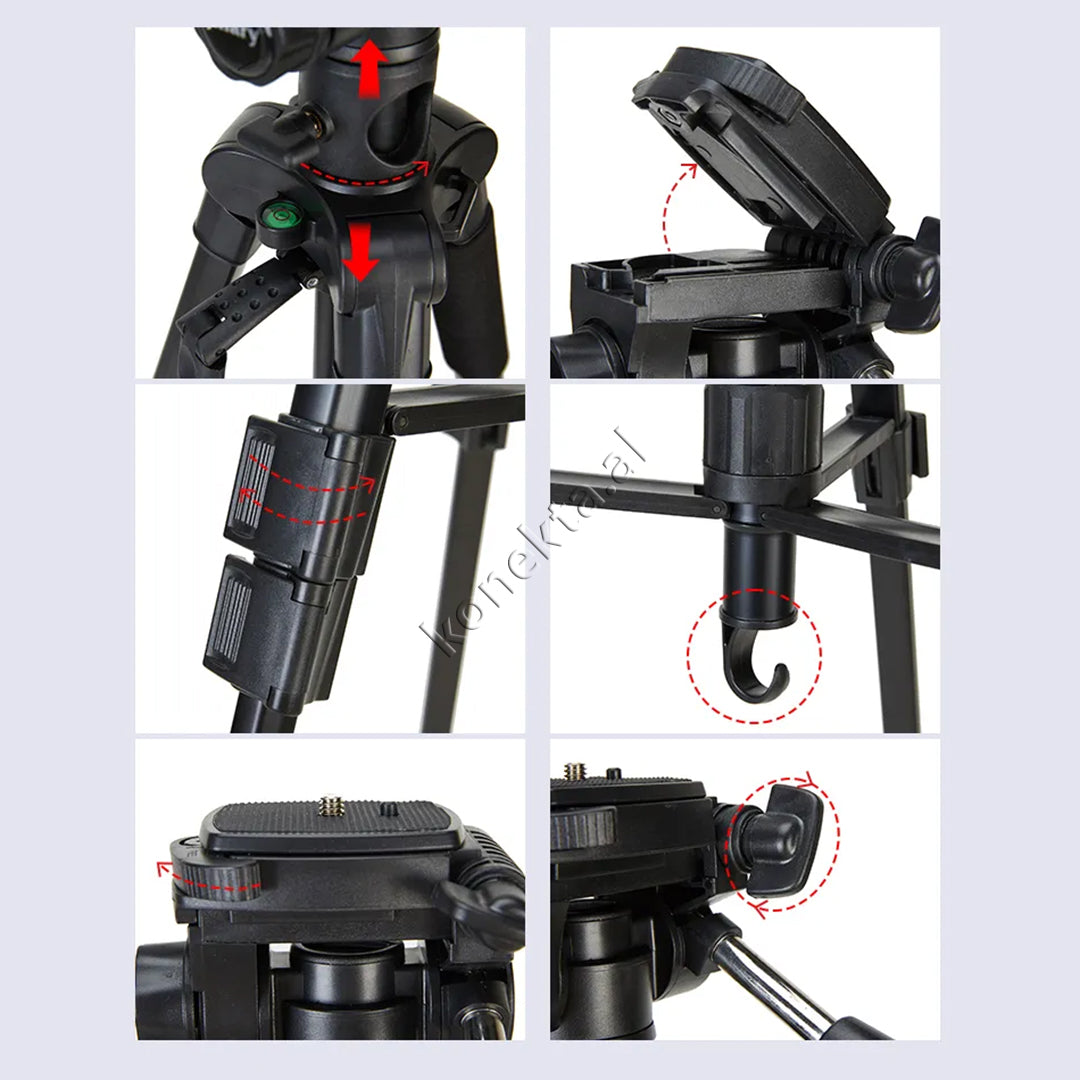 Trekëmbesh (Tripod) Profesional i Çmontueshëm si Monopod me Gjatësi dhe Kënd Të Gradueshëm për Kamera, Telefon, Tablet ,GoPro, SLR,  Etj.