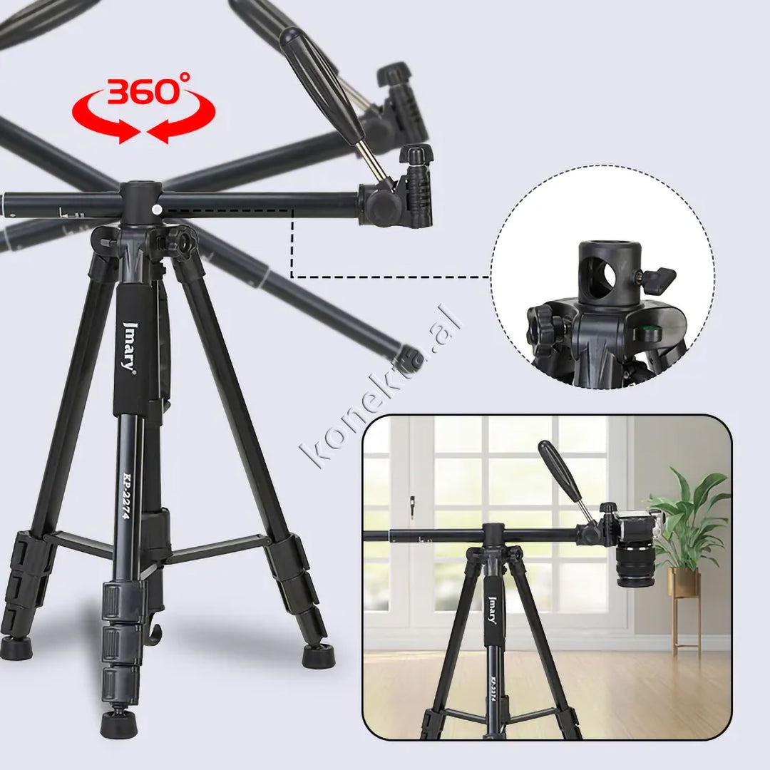 Trekëmbesh (Tripod) Profesional i Çmontueshëm si Monopod me Gjatësi dhe Kënd Të Gradueshëm për Kamera, Telefon, Tablet ,GoPro, SLR,  Etj.