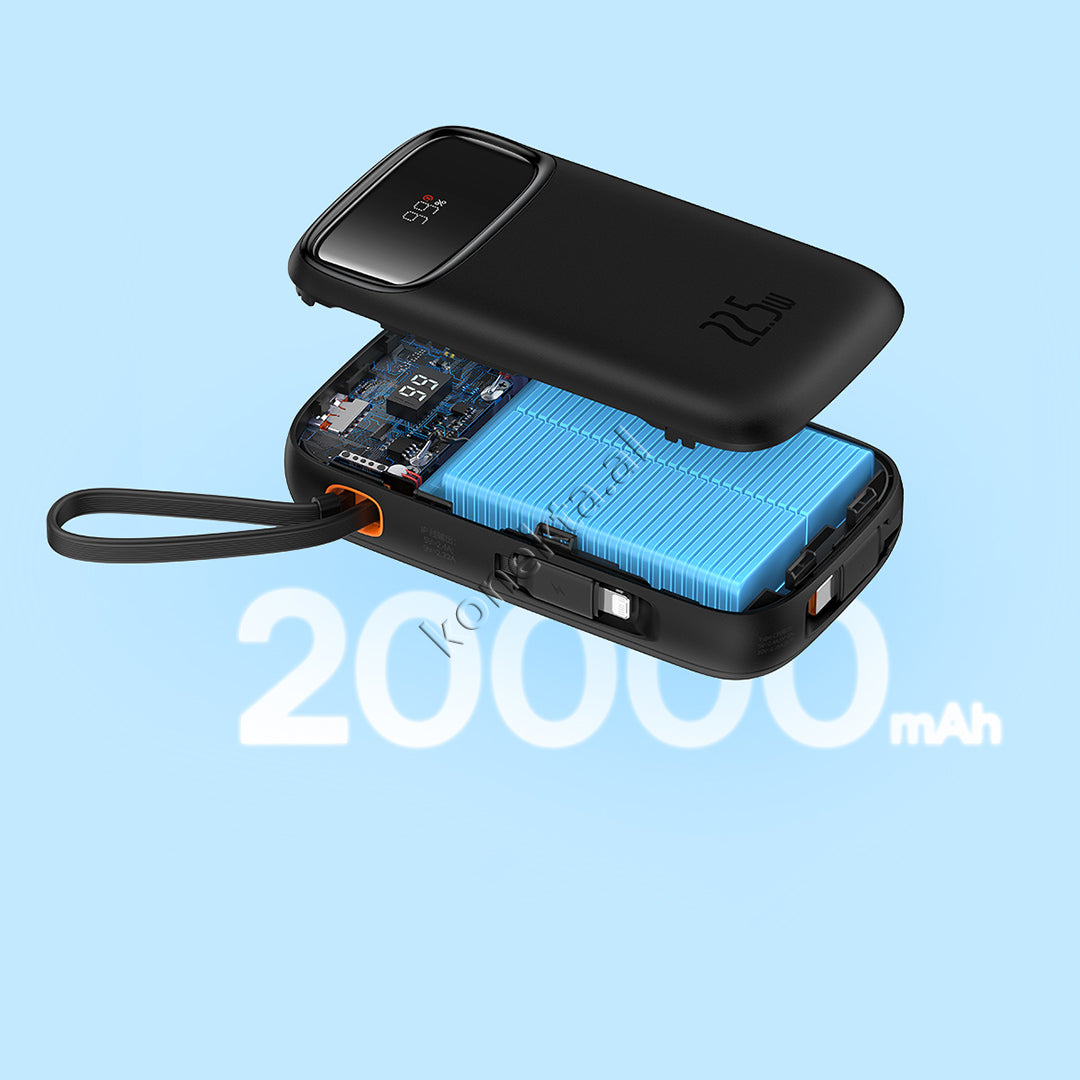 Bateri E Jashtme 20000mah Me 2 Porta Karikimi Dhe Kabllo Lightning & Type-C Te Integruar