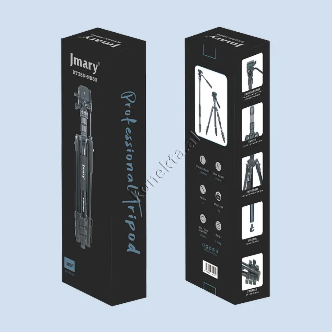 Trekëmbesh (Tripod) Profesional me Kokë Hidraulike i Çmontueshëm si Monopod dhe Gjatësi e Kënd Të Gradueshëm për Kamera, Telefon, Tablet ,GoPro, SLR,  Etj.