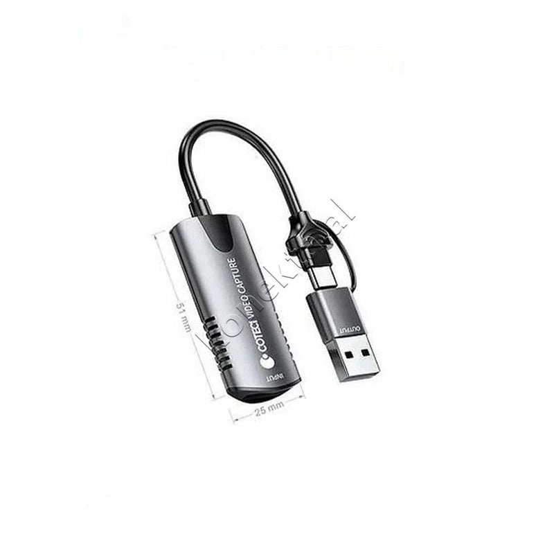 Adaptor Me Porte HDMI, Usb-A Dhe Usb-C Per Video Coteci