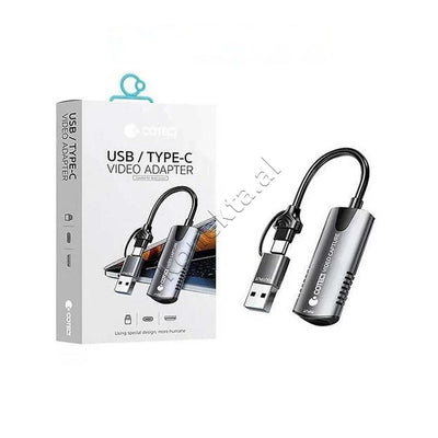 Adaptor Me Porte HDMI, Usb-A Dhe Usb-C Per Video Coteci