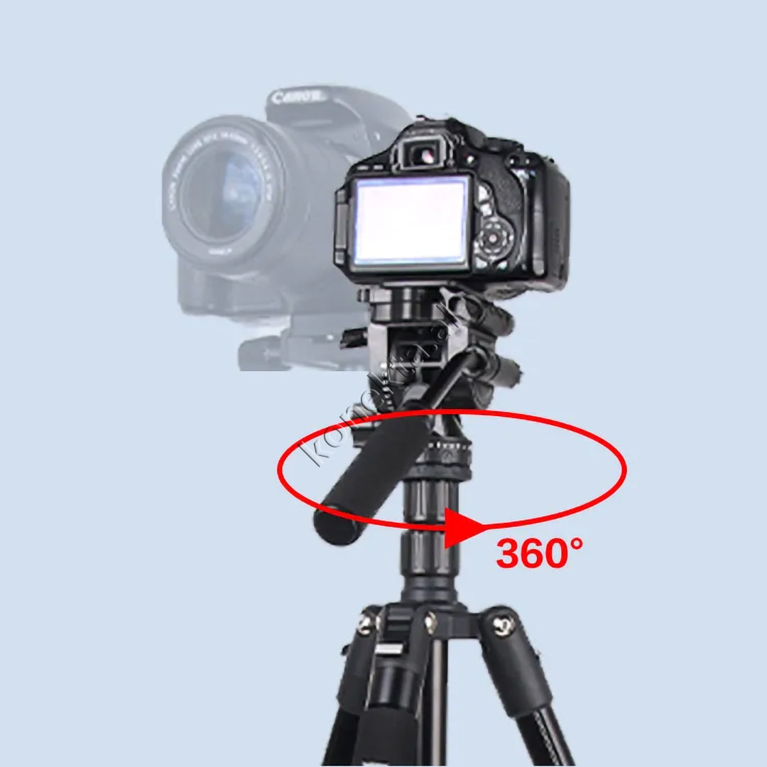 Trekëmbesh (Tripod) Profesional me Kokë Hidraulike i Çmontueshëm si Monopod dhe Gjatësi e Kënd Të Gradueshëm për Kamera, Telefon, Tablet ,GoPro, SLR,  Etj.