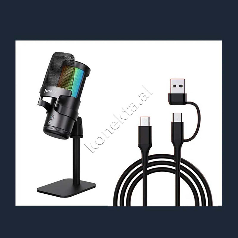 Mikrofon Profesional Me Rrotullim 360° Dhe Drita RGB Jmary