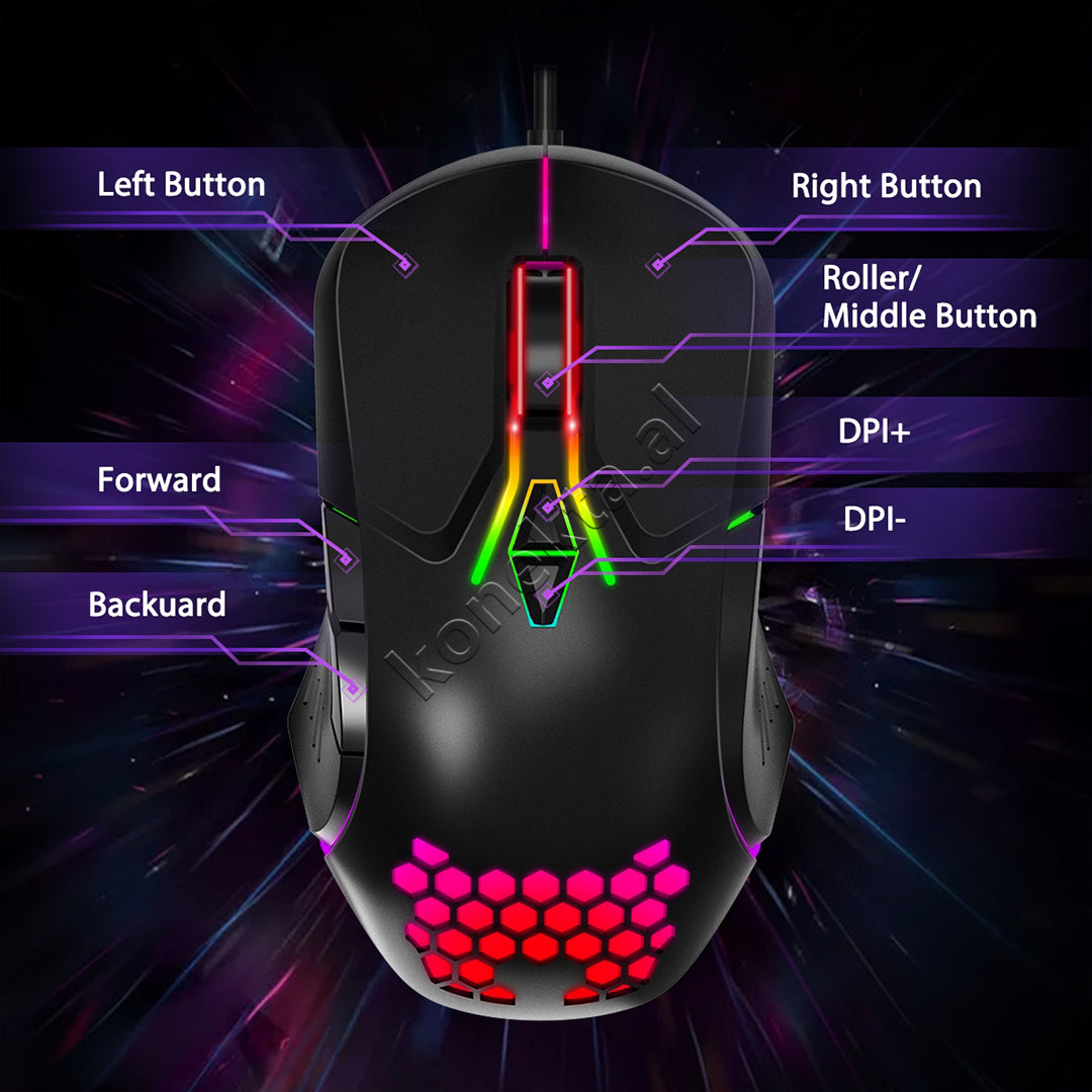 Maus Gaming Me Kabell RGB 6400 DPI Onikuma