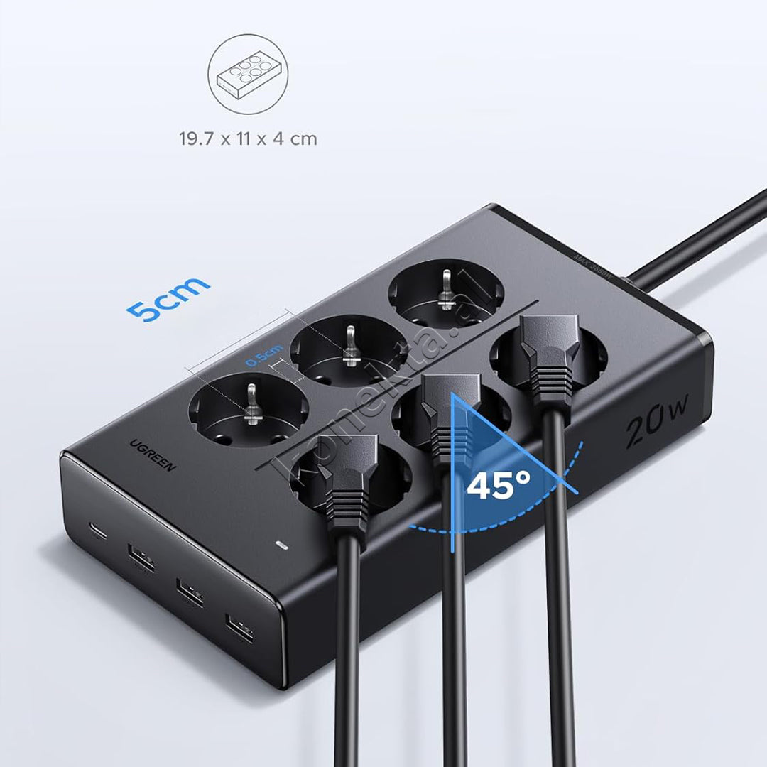 Multiprize UGreen Me 6 Vende Dhe Porta 3xUSB-A Dhe USB-C