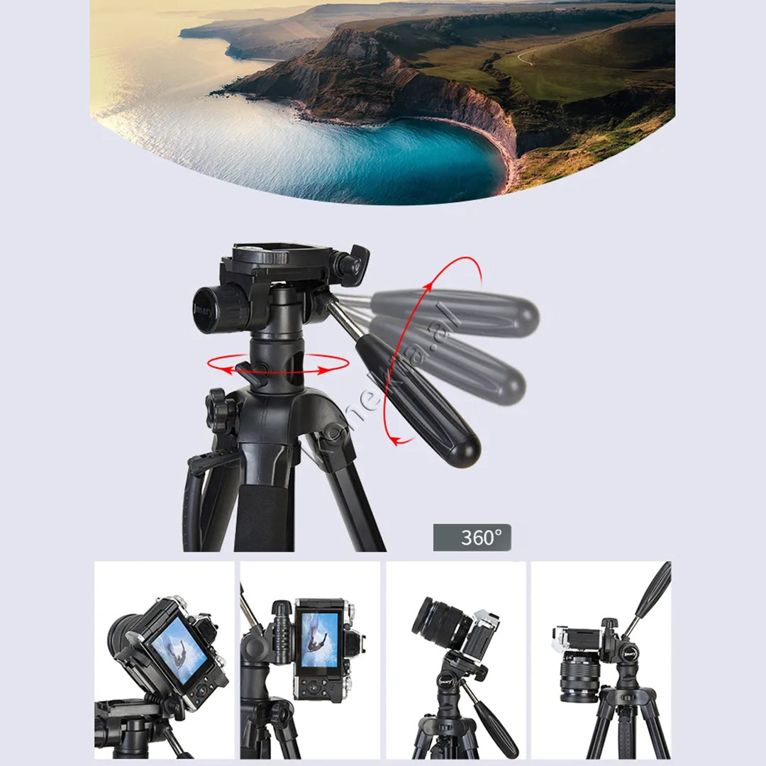 Trekëmbesh (Tripod) Profesional i Çmontueshëm si Monopod me Gjatësi dhe Kënd Të Gradueshëm për Kamera, Telefon, Tablet ,GoPro, SLR,  Etj.