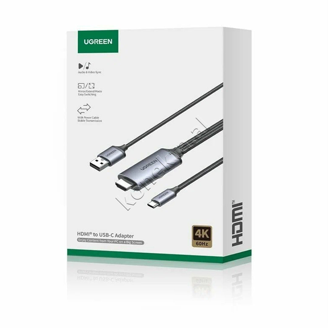 Kabell HDMI Ne USB-C 4K 60Hz Me Fishe USB-A Per Energji 2m Ugreen