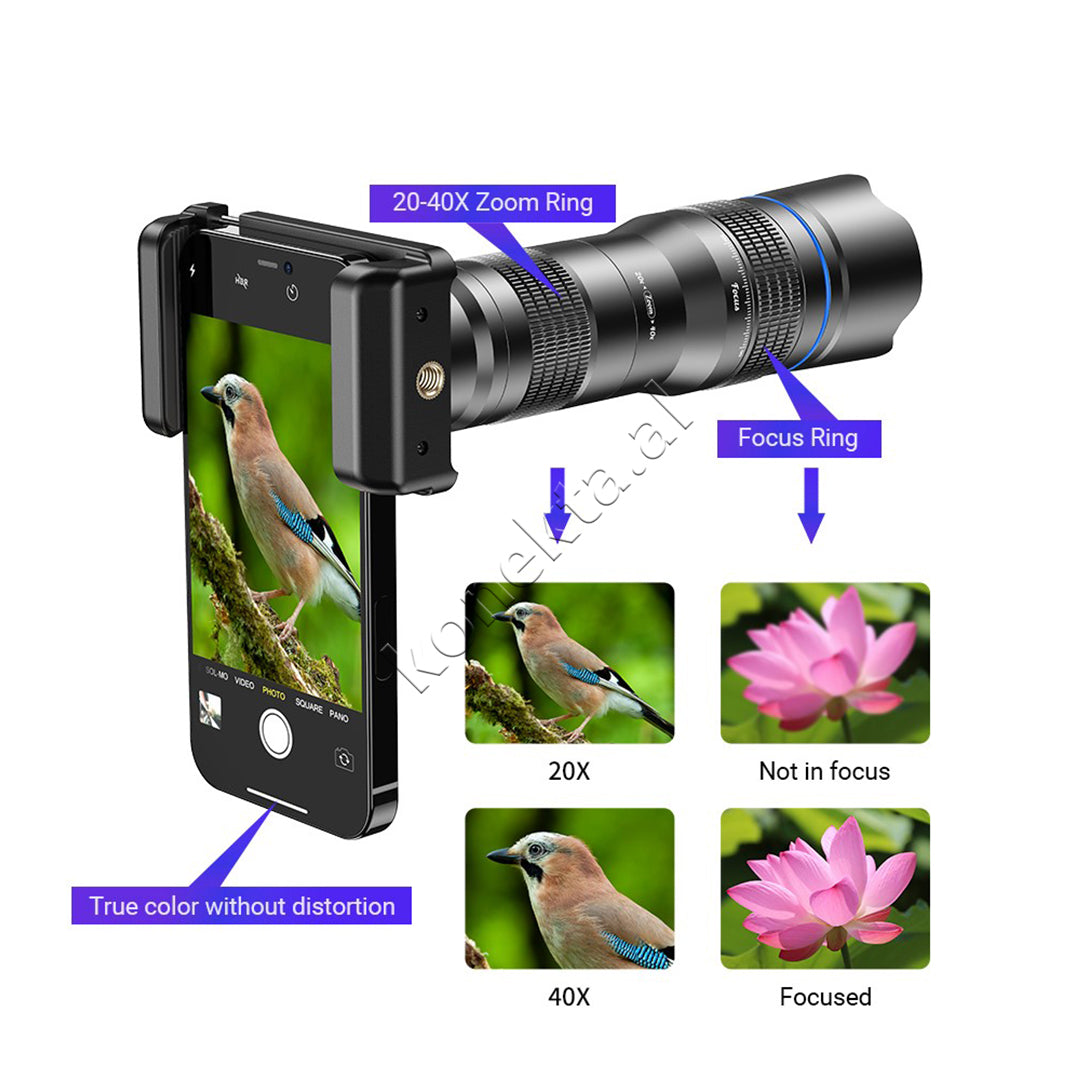 Set Lente Zmadhimi 20-40X Me Tripod Per Smartphone Apexel