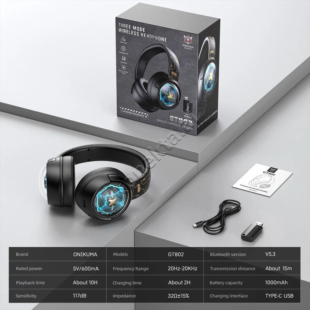 Kufje Headphones Gaming RGB Tri-Mode Onikuma