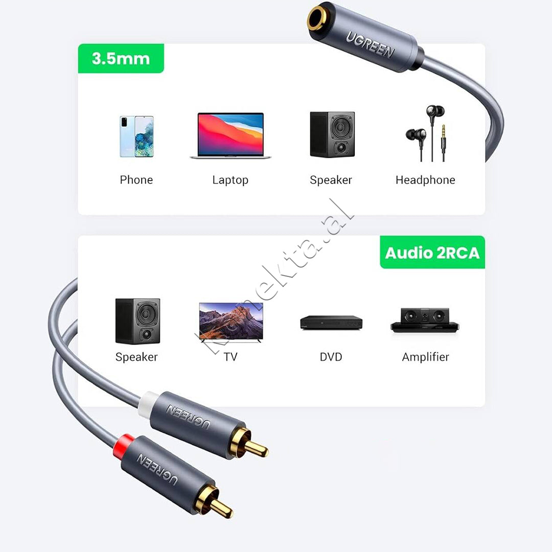Kabell Audio 3.5mm (F) Ne 2RCA (M) 1m Ugreen