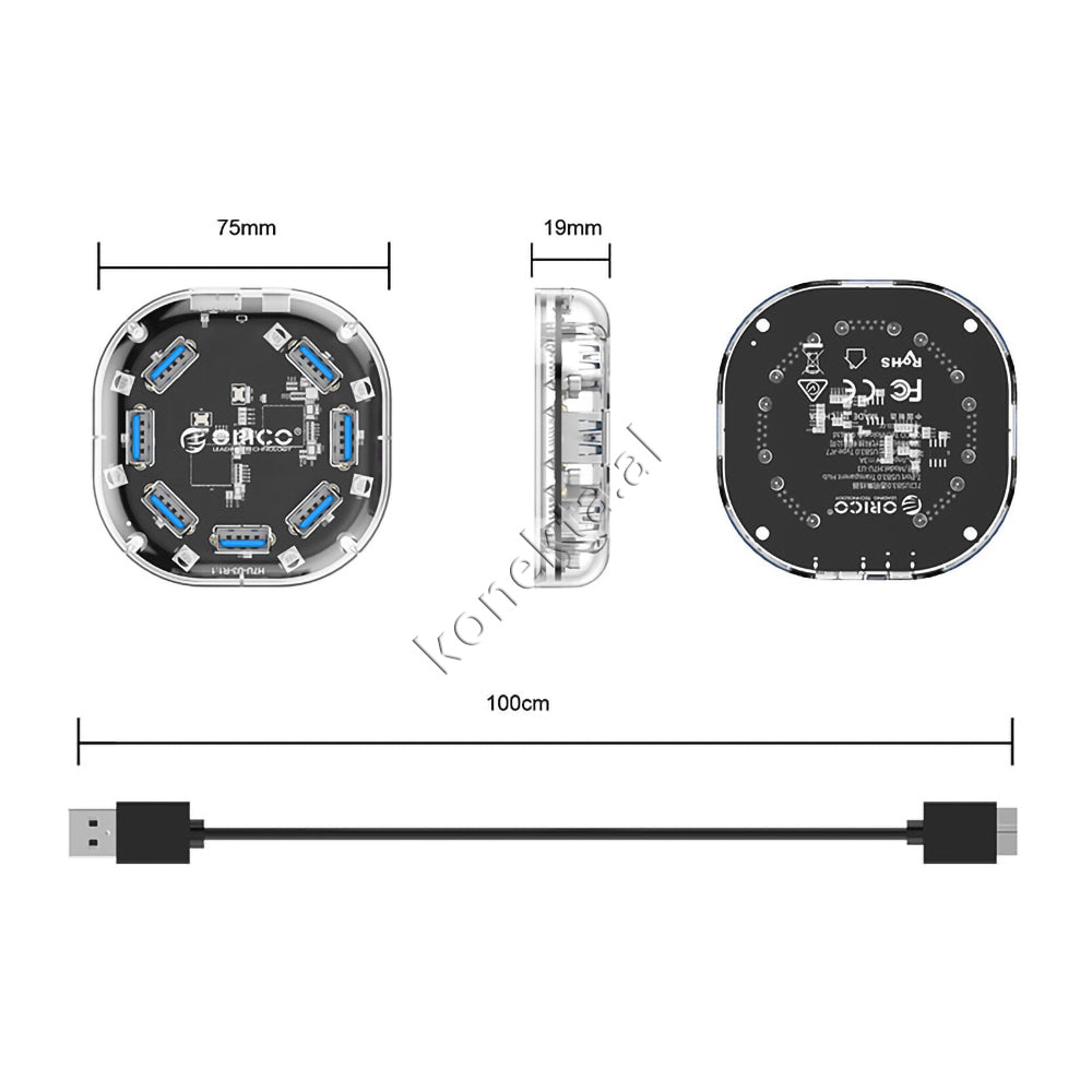 Adaptor Me 7 Porta USB3.0 Per Kompjuter / Laptop Me Porte USB