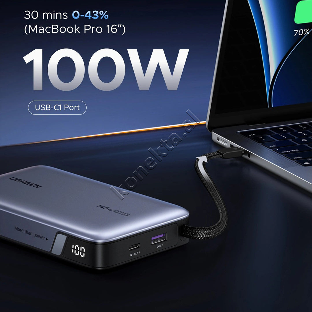 Bateri E Jashtme Me Fishe Te Terheqshme Type-C 145W 20'000mAh Ugreen