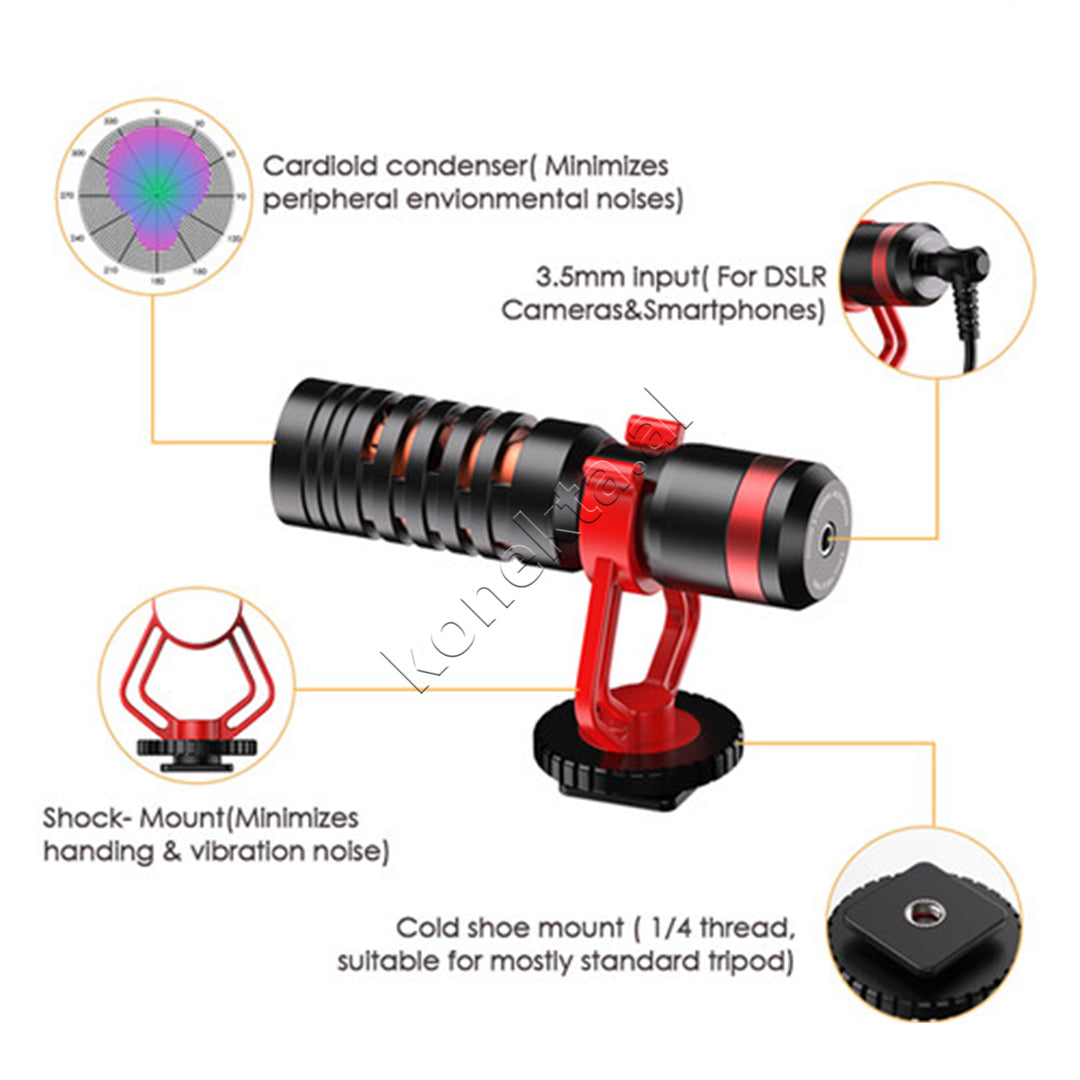 Mikrofon Shotgun Apexel Per Kamera, Smartphone dhe Regjistrues Audio