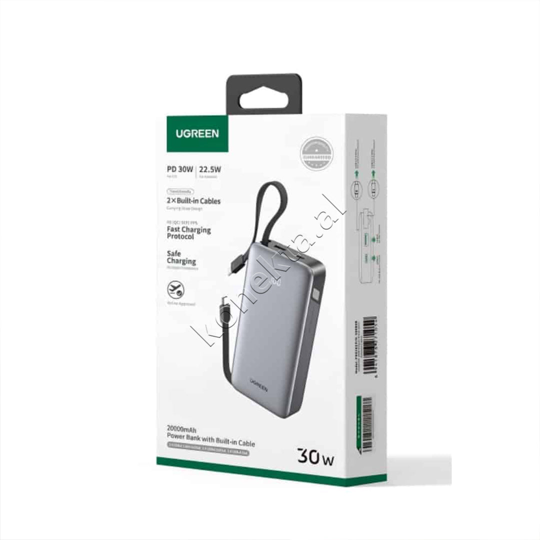 Bateri e Jashtme 20000mAh 30W Me Kabllo Te Integruara Ugreen