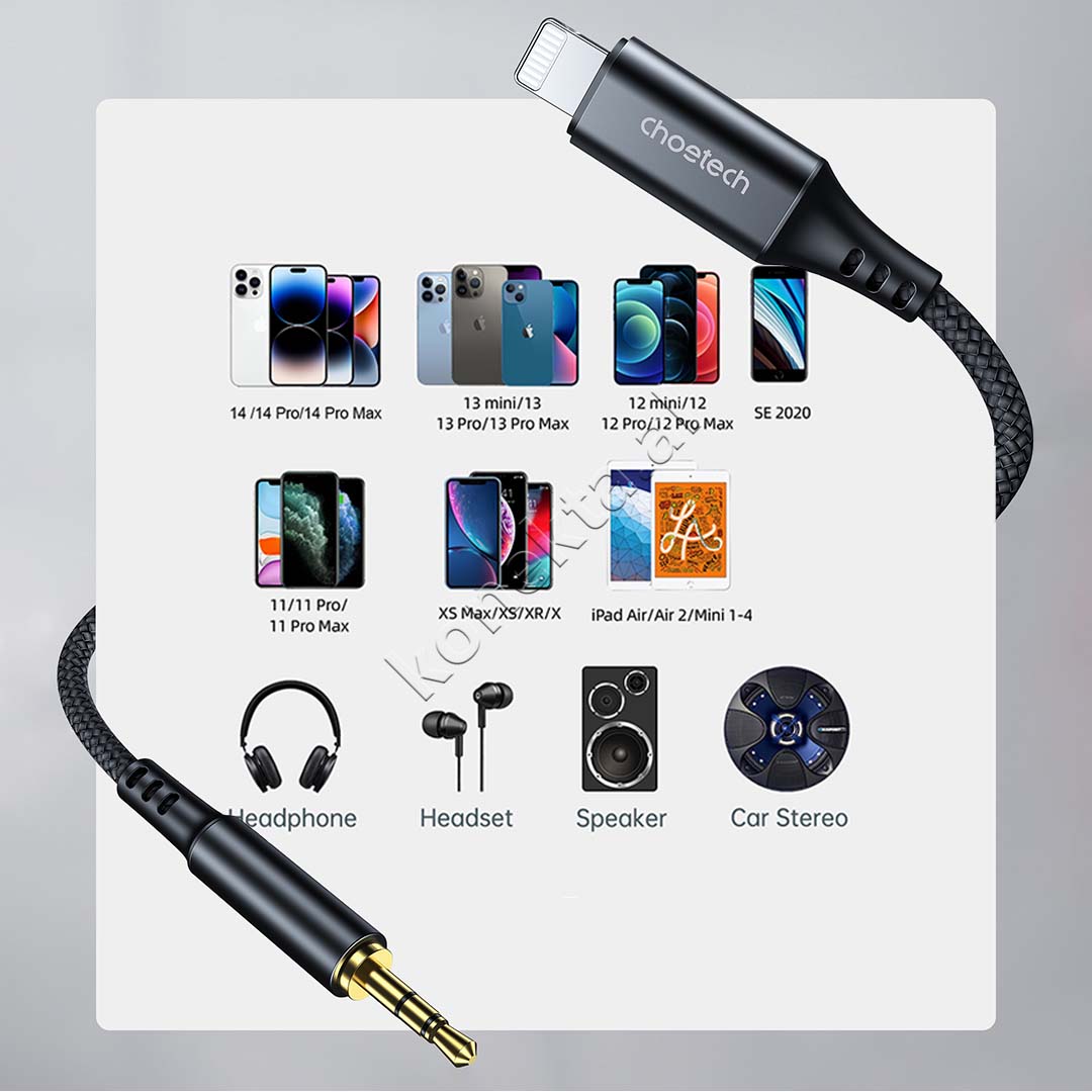 Kabell Aux 3.5mm Ne Lightning 2m Choetech