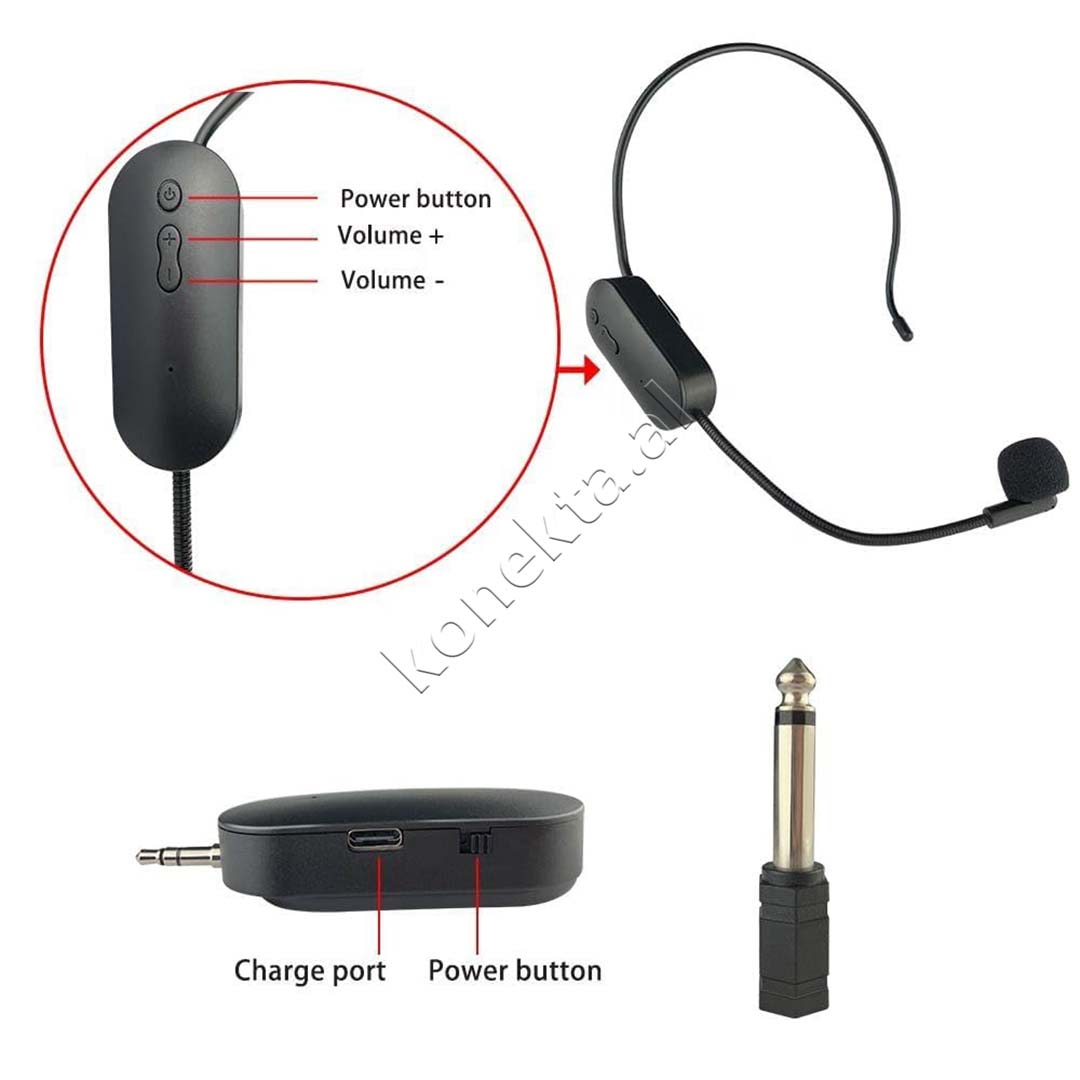 Mikrofon Wireless Profesional Headset 3.5 & 6.5mm
