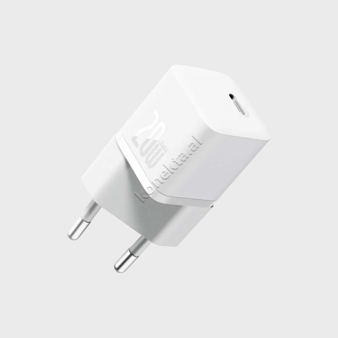 Adaptor Karikimi 20W Baseus Me Porte Type-C Mini e bardhe koke karikuesi