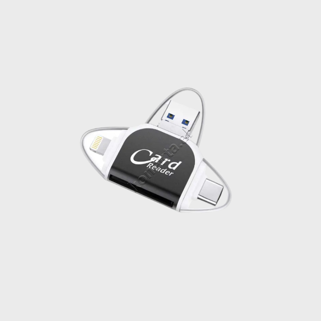 Adaptor Me Portë USB-A, USB-C dhe Lightning Për Kartë TF Dhe SD