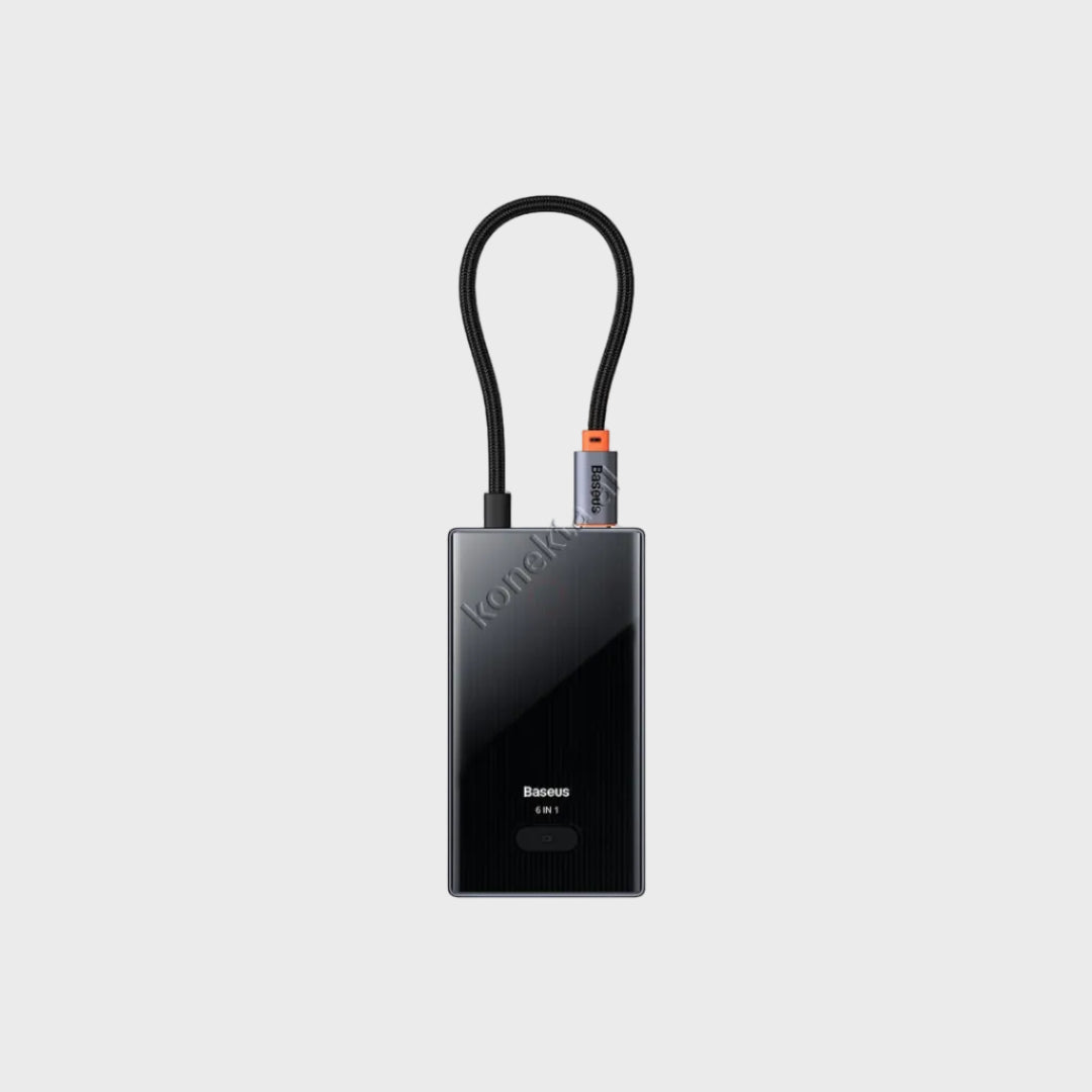 Adaptor Type-C Multifunksional Me 6 Porta, HDMI 4k@30hz, RJ45 1000Mbps, USB 3.0 Dhe Porte Type-C 100W
