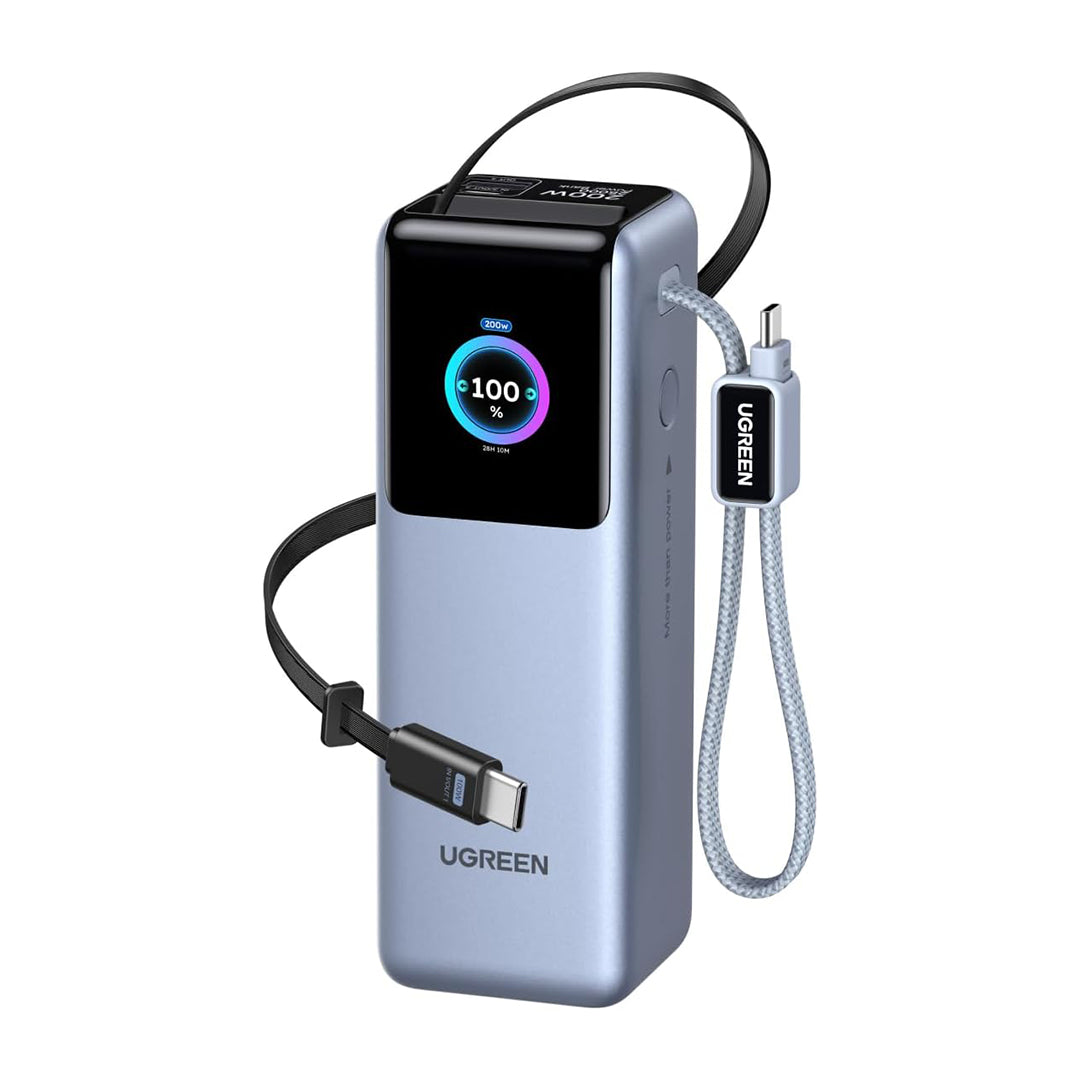Bateri E Jashtme 25'000mAh 200W Me 2 Kabllo USB-C Te Integruara Ugreen